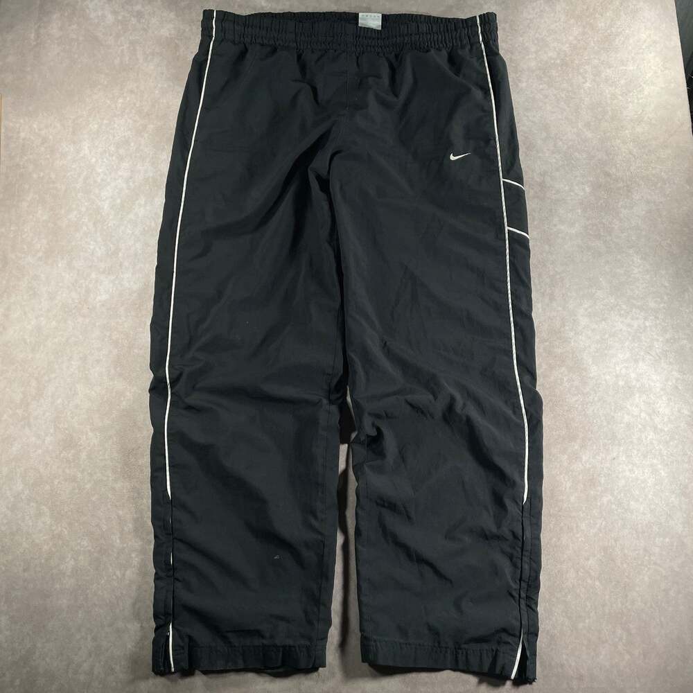 Nike The Athletic Dept Black Nylon Track Pants White Piping Men's XXL 2XL 40"